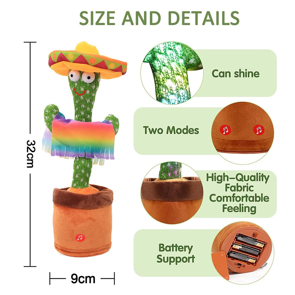Talking & Dancing Cactus Toy – Interactive Singing, Talking & Voice Repeat Toy