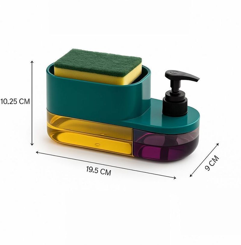 3-in-1 Soap Dispenser with Sponge Holder – Kitchen Dishwashing Liquid Pump