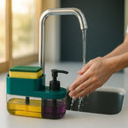 3-in-1 Soap Dispenser with Sponge Holder – Kitchen Dishwashing Liquid Pump