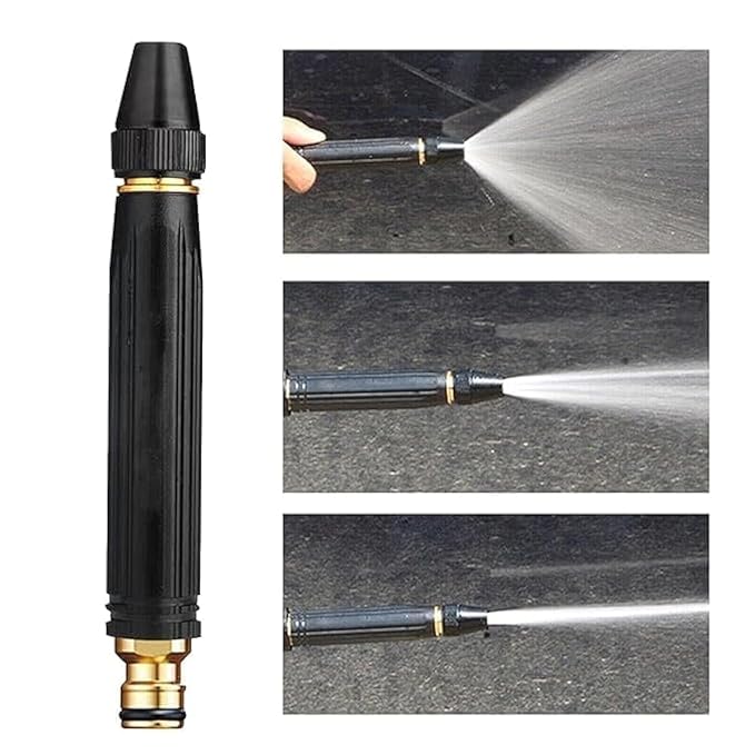 High Pressure Water Spray Nozzle – 3-in-1 Metal Garden Hose Nozzle for Cleaning & Watering