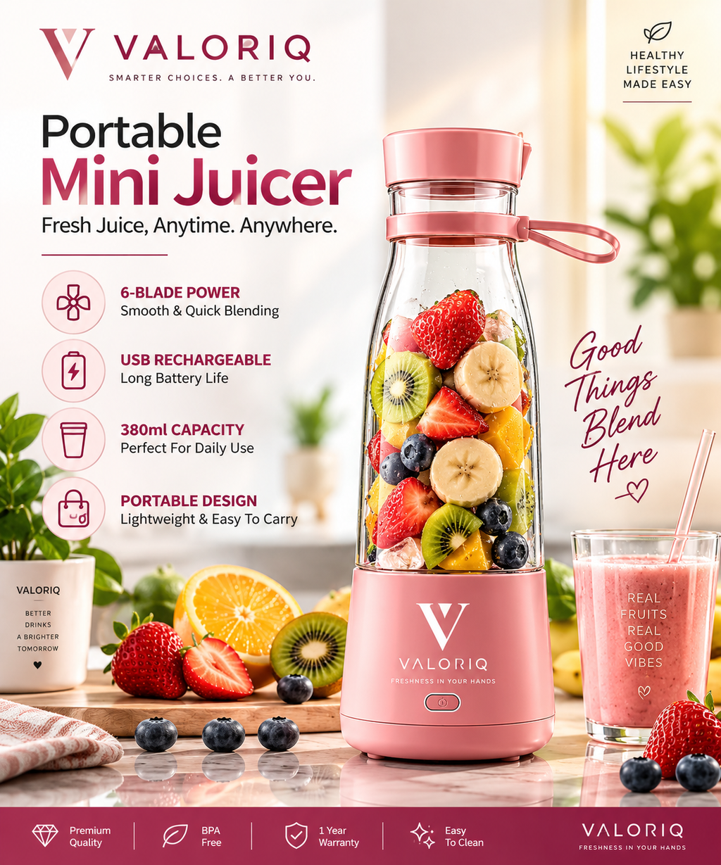 Valoriq portable mini juicer bottle with mixed fruit